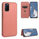 For OPPO A52 / A72 / A92 Carbon Fiber Texture Horizontal Flip TPU + PC + PU Leather Case with Card Slot(Brown)