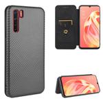 For OPPO A91 / F15 Reno3(Southeast Asia Version) Carbon Fiber Texture Horizontal Flip TPU + PC + PU Leather Case with Card Slot(Black)