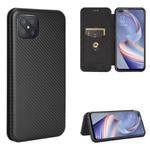 For OPPO A92s Carbon Fiber Texture Horizontal Flip TPU + PC + PU Leather Case with Card Slot(Black)