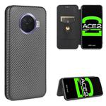 For OPPO Ace2 Carbon Fiber Texture Horizontal Flip TPU + PC + PU Leather Case with Card Slot(Black)