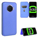 For OPPO Ace2 Carbon Fiber Texture Horizontal Flip TPU + PC + PU Leather Case with Card Slot(Blue)