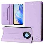 For Huawei Enjoy 50 Pro / nova Y90 RC01 Dual-Folded Magnetic Suction RFID Leather Phone Case(Light Purple)