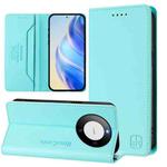 For Huawei Mate 60 RC01 Dual-Folded Magnetic Suction RFID Leather Phone Case(Mint Green)