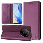 For Huawei Mate 70 RC01 Dual-Folded Magnetic Suction RFID Leather Phone Case(Violet)