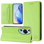 For Huawei P60 Art RC01 Dual-Folded Magnetic Suction RFID Leather Phone Case(Grass Green)