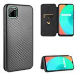 For OPPO Realme C11 Carbon Fiber Texture Horizontal Flip TPU + PC + PU Leather Case with Card Slot(Black)