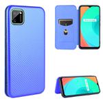For OPPO Realme C11 Carbon Fiber Texture Horizontal Flip TPU + PC + PU Leather Case with Card Slot(Blue)