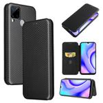 For OPPO Realme C15 Carbon Fiber Texture Horizontal Flip TPU + PC + PU Leather Case with Card Slot(Black)