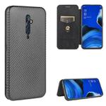 For OPPO Reno2 Z / F Carbon Fiber Texture Horizontal Flip TPU + PC + PU Leather Case with Card Slot(Black)