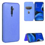 For OPPO Reno2 Z / F Carbon Fiber Texture Horizontal Flip TPU + PC + PU Leather Case with Card Slot(Blue)
