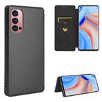 For OPPO Reno4 Pro 5G Carbon Fiber Texture Horizontal Flip TPU + PC + PU Leather Case with Card Slot(Black)