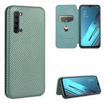 For OPPO Reno3 5G / Find X2 Lite Carbon Fiber Texture Horizontal Flip TPU + PC + PU Leather Case with Card Slot(Green)