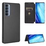 For OPPO Reno4 Pro 4G Carbon Fiber Texture Horizontal Flip TPU + PC + PU Leather Case with Card Slot(Black)