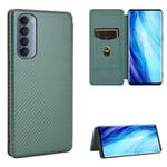 For OPPO Reno4 Pro 4G Carbon Fiber Texture Horizontal Flip TPU + PC + PU Leather Case with Card Slot(Green)