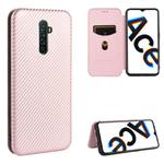 For OPPO Rnoe Ace Carbon Fiber Texture Horizontal Flip TPU + PC + PU Leather Case with Card Slot(Pink)