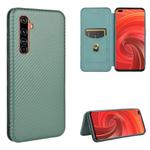 For OPPO Realme X50 Pro / X50 Pro 5G Carbon Fiber Texture Horizontal Flip TPU + PC + PU Leather Case with Card Slot(Green)