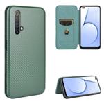 For OPPO Realme X50 / X50 5G Carbon Fiber Texture Horizontal Flip TPU + PC + PU Leather Case with Card Slot(Green)