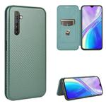 For OPPO Realme XT / X2 / K5 Carbon Fiber Texture Horizontal Flip TPU + PC + PU Leather Case with Card Slot(Green)