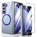 For Samsung Galaxy Z Fold5 lce Folding Series MagSafe Integrated Clear PC Phone Case(Purple)