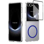 For Samsung Galaxy Z Flip7 5G lce Folding Series MagSafe Integrated Clear PC Phone Case(Royal Blue)