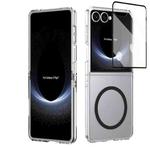 For Samsung Galaxy Z Flip7 5G lce Folding Series MagSafe Integrated Clear PC Phone Case(Black)