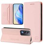 For OPPO A3 Pro 5G Global RC01 Dual-Folded Magnetic Suction RFID Leather Phone Case(Pink)