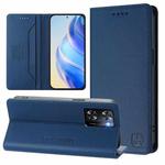 For OPPO A57 4G / A77 4G RC01 Dual-Folded Magnetic Suction RFID Leather Phone Case(Dark Blue)