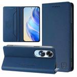 For OPPO A60 4G Global RC01 Dual-Folded Magnetic Suction RFID Leather Phone Case(Dark Blue)