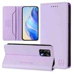 For OPPO A74 4G / F19 / F19s / A95 5G / 4G RC01 Dual-Folded Magnetic Suction RFID Leather Phone Case(Light Purple)