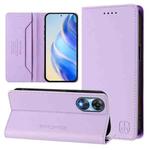 For OPPO A78 5G / A1x 5G RC01 Dual-Folded Magnetic Suction RFID Leather Phone Case(Light Purple)