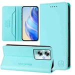 For OPPO A79 5G Global RC01 Dual-Folded Magnetic Suction RFID Leather Phone Case(Mint Green)