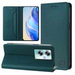 For OPPO A79 5G Global RC01 Dual-Folded Magnetic Suction RFID Leather Phone Case(Dark Green)