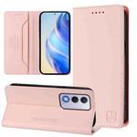 For OPPO A80 5G EU / K12x 5G RC01 Dual-Folded Magnetic Suction RFID Leather Phone Case(Pink)