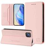 For OPPO A92s 5G RC01 Dual-Folded Magnetic Suction RFID Leather Phone Case(Pink)