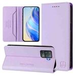 For OPPO F19 Pro RC01 Dual-Folded Magnetic Suction RFID Leather Phone Case(Light Purple)