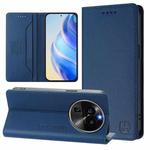 For OPPO Find X6 Pro RC01 Dual-Folded Magnetic Suction RFID Leather Phone Case(Dark Blue)