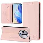 For OPPO Find X7 RC01 Dual-Folded Magnetic Suction RFID Leather Phone Case(Pink)