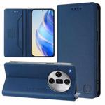 For OPPO Find X7 Ultra RC01 Dual-Folded Magnetic Suction RFID Leather Phone Case(Dark Blue)