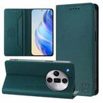 For OPPO Find X7 Ultra RC01 Dual-Folded Magnetic Suction RFID Leather Phone Case(Dark Green)