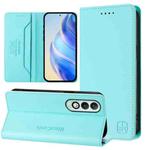 For OPPO K12x 5G Global RC01 Dual-Folded Magnetic Suction RFID Leather Phone Case(Mint Green)