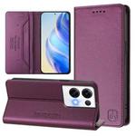 For OPPO Reno8 Pro 5G Global RC01 Dual-Folded Magnetic Suction RFID Leather Phone Case(Violet)