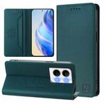 For OPPO Reno9 5G / Reno9 Pro 5G RC01 Dual-Folded Magnetic Suction RFID Leather Phone Case(Dark Green)