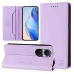 For OPPO Reno10 / Reno10 Pro Global RC01 Dual-Folded Magnetic Suction RFID Leather Phone Case(Light Purple)