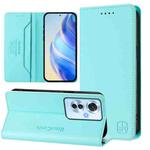 For OPPO Reno11 F 5G Global RC01 Dual-Folded Magnetic Suction RFID Leather Phone Case(Mint Green)