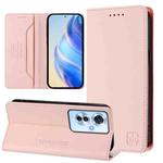 For OPPO Reno11 F 5G Global RC01 Dual-Folded Magnetic Suction RFID Leather Phone Case(Pink)