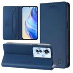 For OPPO Reno11 F 5G Global RC01 Dual-Folded Magnetic Suction RFID Leather Phone Case(Dark Blue)