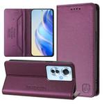 For OPPO Reno11 F 5G Global RC01 Dual-Folded Magnetic Suction RFID Leather Phone Case(Violet)