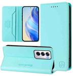 For OPPO Reno12 5G Global RC01 Dual-Folded Magnetic Suction RFID Leather Phone Case(Mint Green)