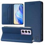 For OPPO Reno12 Pro 5G Global RC01 Dual-Folded Magnetic Suction RFID Leather Phone Case(Dark Blue)