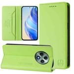 For OPPO Reno12 F 5G / 4G Global RC01 Dual-Folded Magnetic Suction RFID Leather Phone Case(Grass Green)